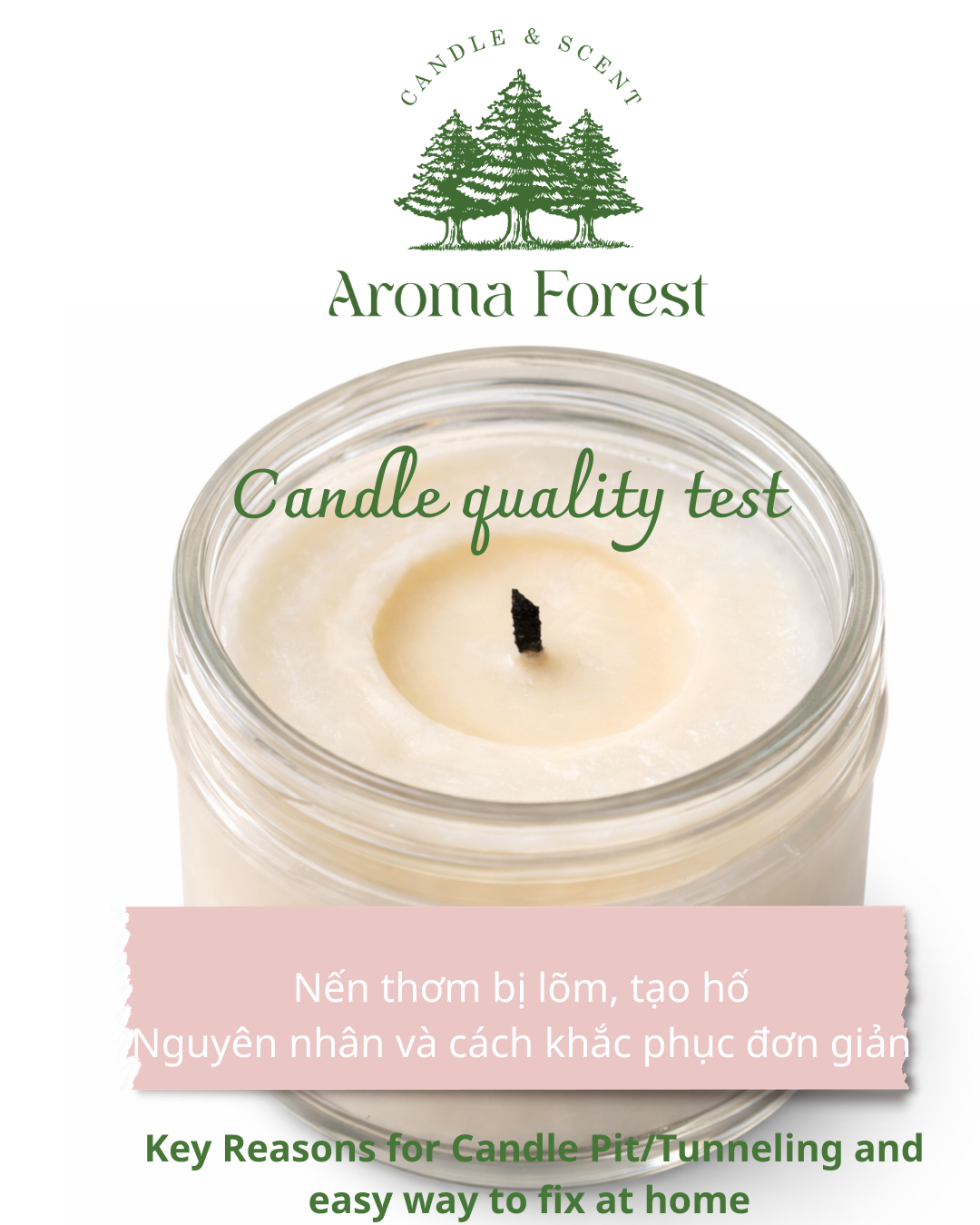 Nến thơm bị lõm, tạo hố. Nguyên nhân và cách khắc phục đơn giản tại nhà. Key Reasons for Candle Pit/Tunneling easy way to fix at home.